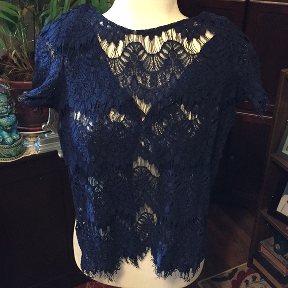 INNY Tops - INNY Navy blue see through blouse size M
